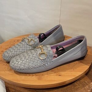 Robert Zur Women’s Gray leather Loafers with Gold Detail size 10